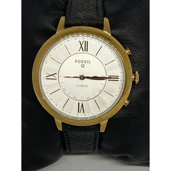 Fossil FTW5018 Women's Black Leather White Analog Dial Hybrid Smartwatch XX802 - Picture 2 of 12